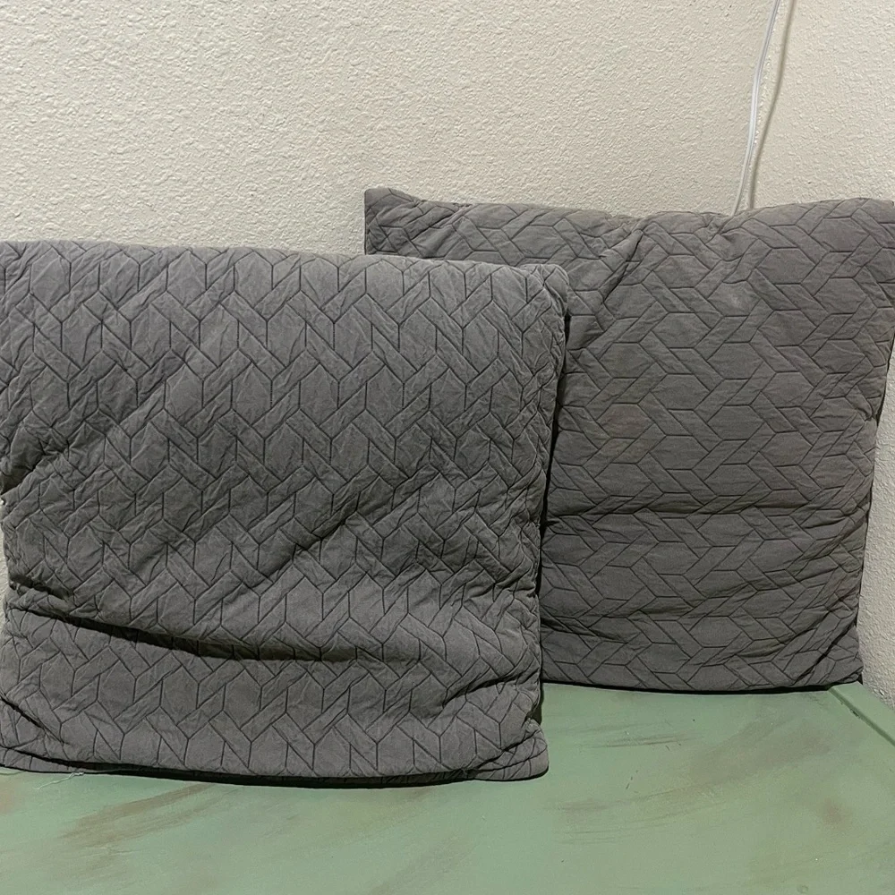 Set of two target large 22x22” grey quilted  zip up throw pillows